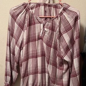 Red and white flannel shirt